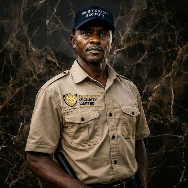 Swift Safety Limited security guard in branded uniform